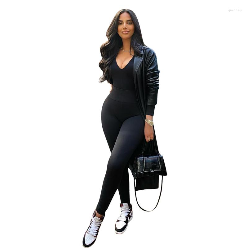 

Women' Trench Coats Women Solid Black PU Leather Coat With Belt Turn Down Collar Full Sleeve Extra Long Jacket Fashion Casual Cardigan, Black coat