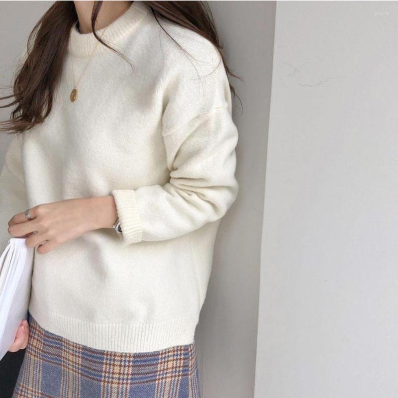 

Women's Sweaters Women White Solid Color High Elastic Thick Knitted Sweater All-match Winter Warm Pullover Korean Style Autumn Students, Yellow