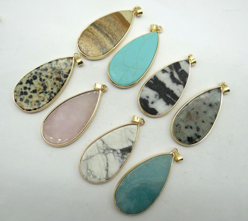 

Pendant Necklaces Natural Stone Aventurine Tiger Eye Quartz Crystal Turquoises Teardrop For Diy Jewelry Making Necklace Accessories6PCS A1