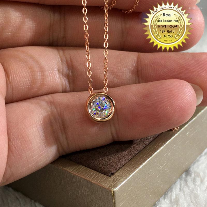 

Chains Solid Au750 18K Gold Necklace 1ct Moissanite Diamond DVVS Color With National Certificate 0012