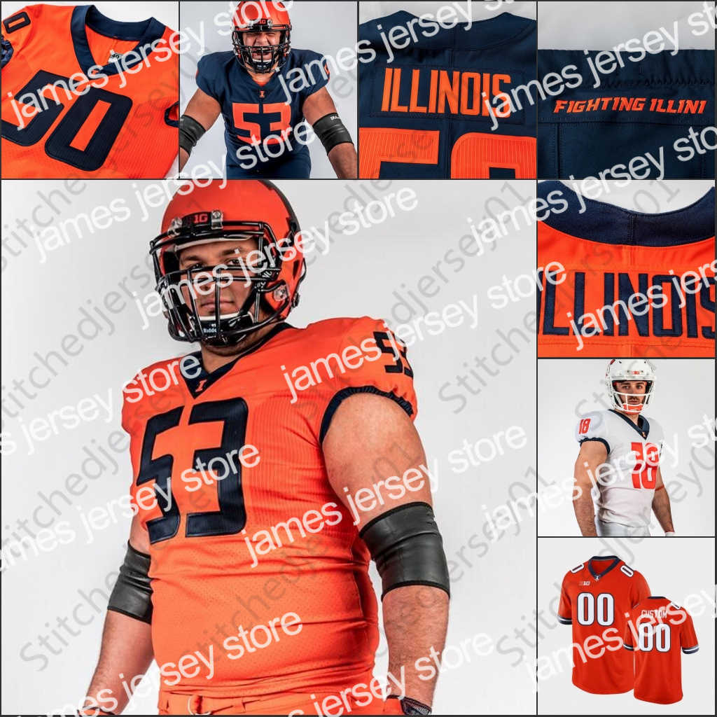 

American College Football Wear NCAA Illinois Fighting Illini Jerseys College Football 7 Coran Taylor 1 Isaiah Williams 35 Jake Hansen 9 Josh Imatorbhebhe 45 Khalan T, Red