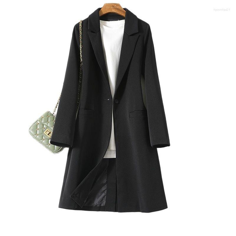 

Women' Suits 2022 Spring Autumn Black Suit Jacket Women' Clothing Drapey British Style Long Blazers Slim Tops Office Lady Coats Jp108