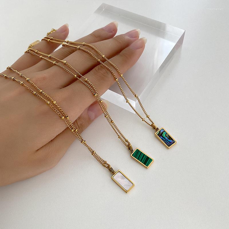 

Pendant Necklaces 3 Designs Rectangle Malachite Abalone Shell For Women Natural Minimalist Necklace 2022