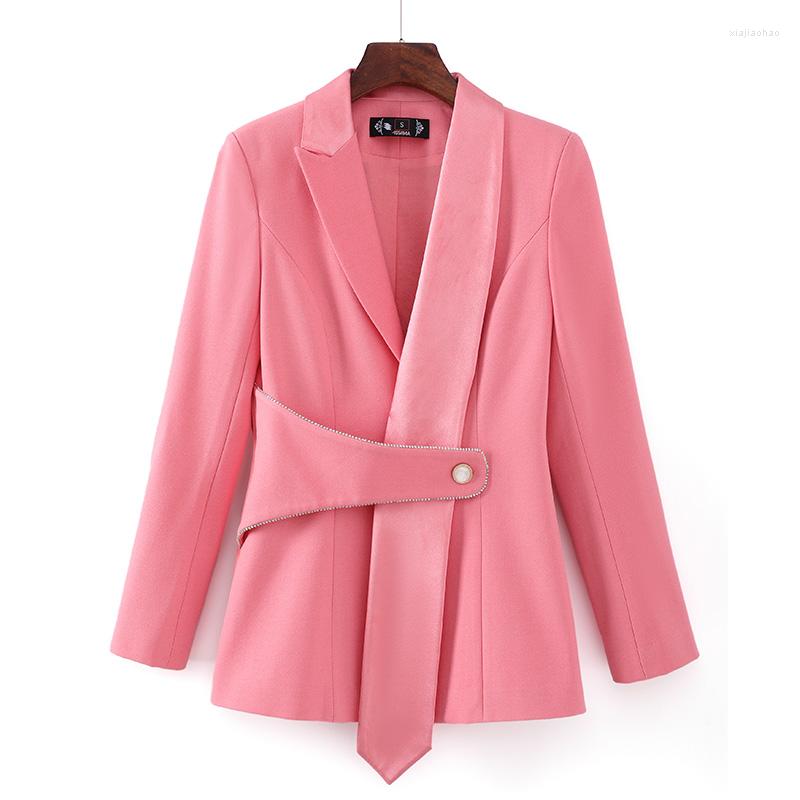 

Women' Suits Lenshin Soft And Comfortable High-quality Candy Color Jacket With Pocket Office Lady Casual Style Blazer Women Elegant Wear, 2288 pink