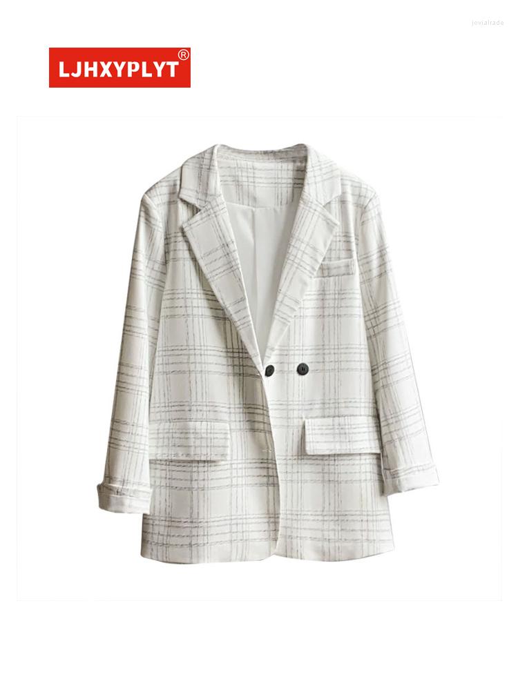 

Women's Suits Plaid Light-colored Long-sleeved Clothes Women's Spring And Autumn Hong Kong Style College Simple Loose Blazer Coat Female, Green