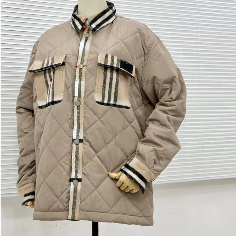 

Winter mens down jacket designer jackets plaid Down coat men Windbreaker women work style cardigan trench coats, Burb-1