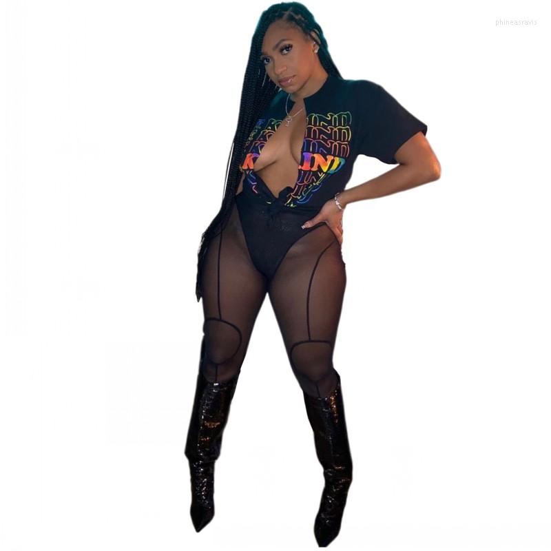 

Women' Two Piece Pants Women 3 Set Cardigan O Neck T Shirt Tops Mesh Suits With Underwear 2022 Summer Print Fashion Sexy Clubwear Outfits, Black
