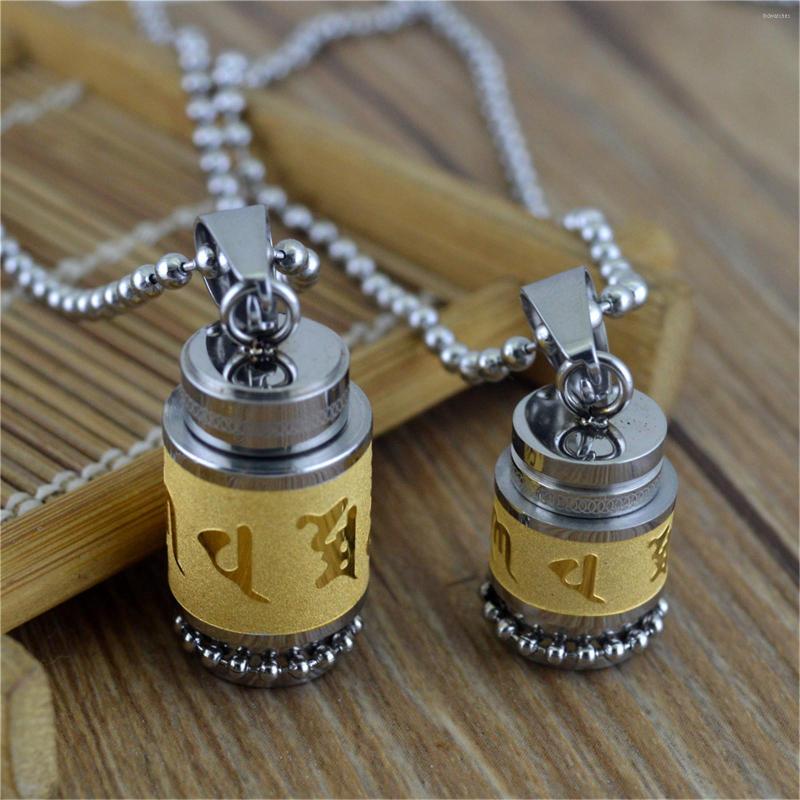 

Pendant Necklaces Urn Necklace For Ashes Stainless Steel Prayer Wheel Sanskrit Opening Fro Men And Women Memorial Cremation Jewellry
