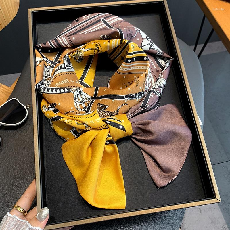 

Scarves Luxury Long Hairband Ribbon Bag Scarfs Horse Floral Hair Tie Design Silk Skinny Scarf Lady Belt Striped Female Neck Headband