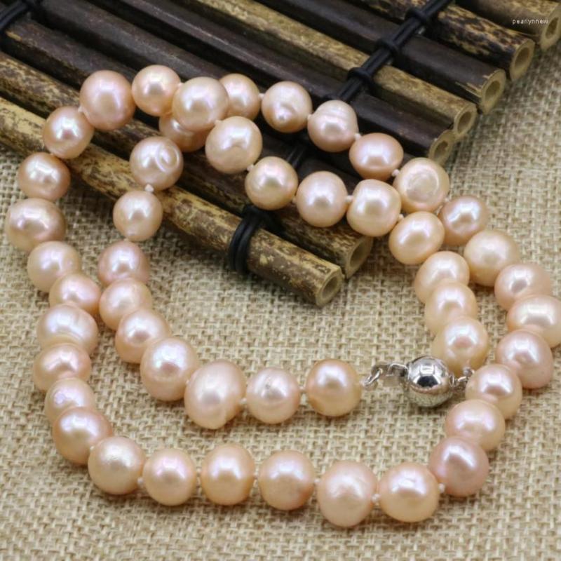 

Chains White Orange 8-9mm Natural Freshwater Cultured Pearl Nearround Beads Necklace For Women Jewelry Gifts Choker Chain 18inch B3231