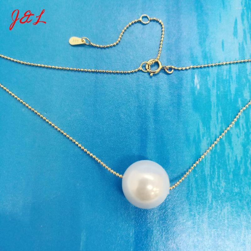 

Chains Pearl Necklace With 925 Silver Flash Chain Gold Plating 12mm Shell Collarbone 16 Inches For Weman