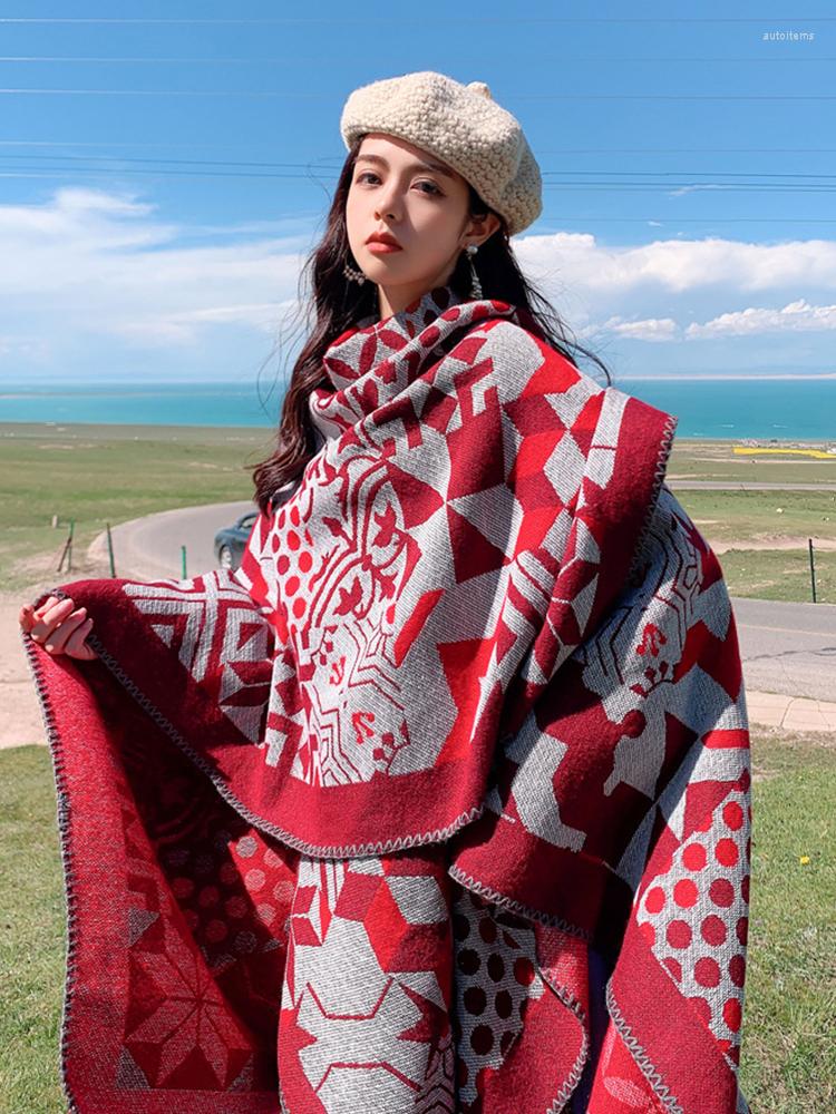 

Scarves Fashion Imitation Cashmere Women Scarf Winter Poncho Warm Female Boho Thick Wrap Blanket Capa Para Mujer Pashmina Shawl Chales