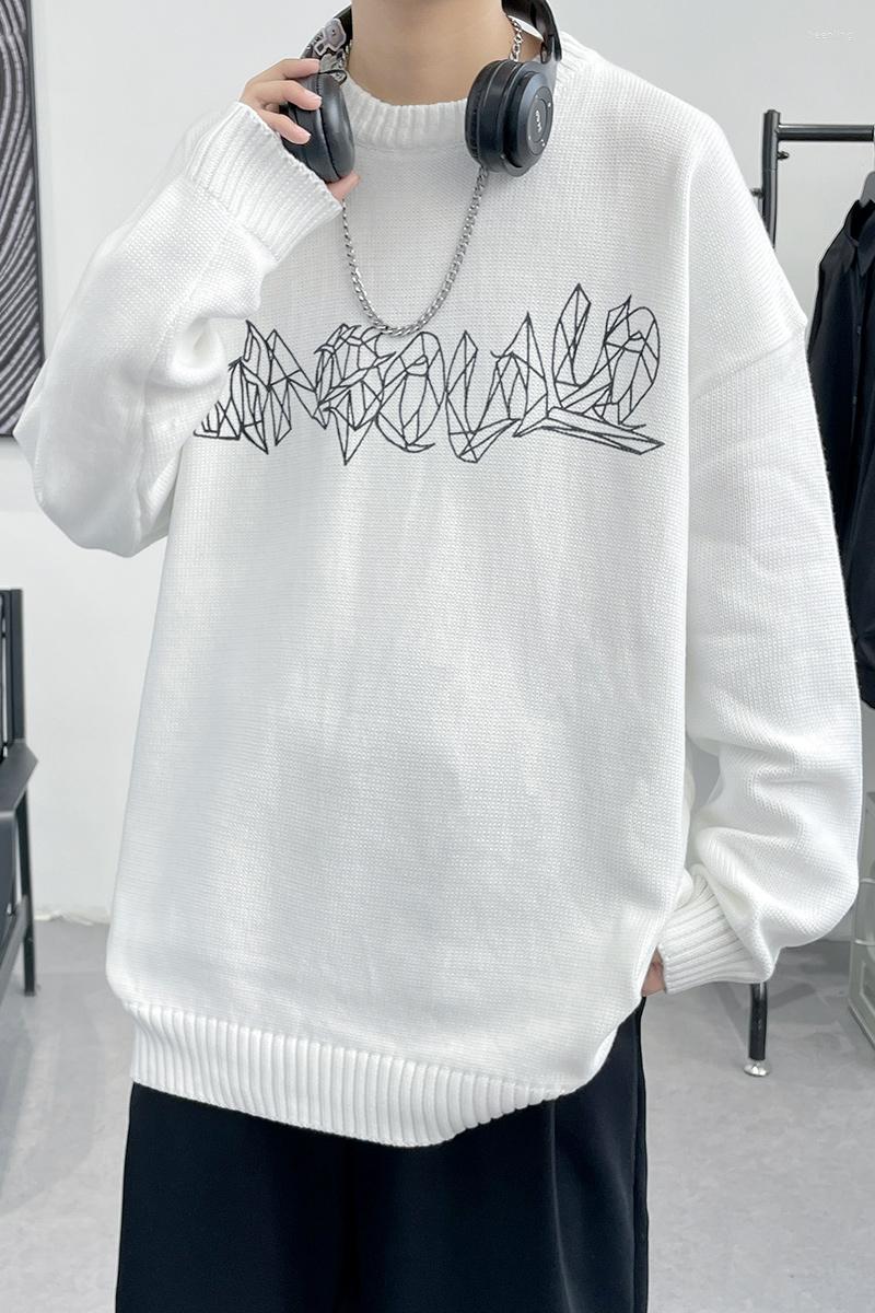 

Men's Sweaters Geometry Sweater Men 2022 Autumn Winter Streetwear Clothing Hip Hop Long Sleeve Pullover Casual Couple, Black