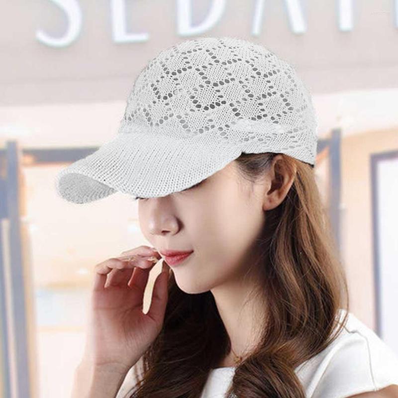 

Ball Caps Summer Mesh Knitted Baseball For Women Fashion Hollowed Breathable Outdoor Casual Uv Hat Girl Peaked I4a9, Black