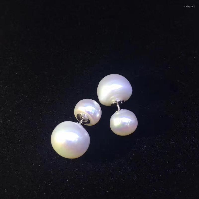 

Stud Earrings Office Career Natural Fresh Water Pearl Earring 925 Sterling Silver Double Fine Women Jewelry Flat Round