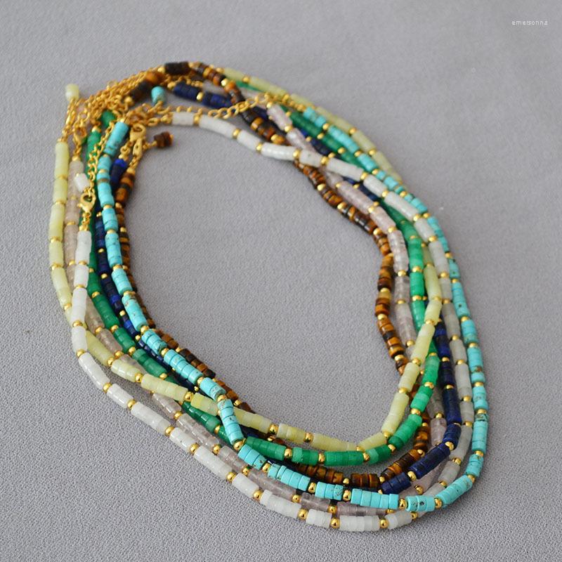 

Choker LONDANY Necklace Europe America Bohemia Mixed Color Stone Beading Simple Fresh Clavicle Chain