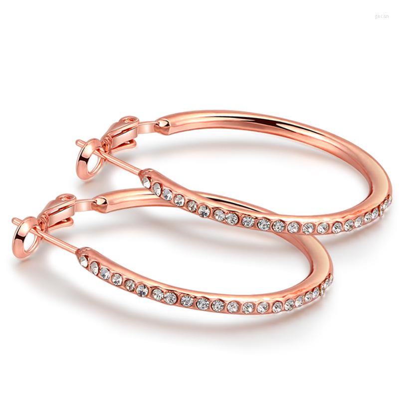 

Hoop Earrings Piercing Vintage High Quality Big Round For Women Rose Gold Color Zircon Fashion Jewelry 2022 Sale E307 Brincos