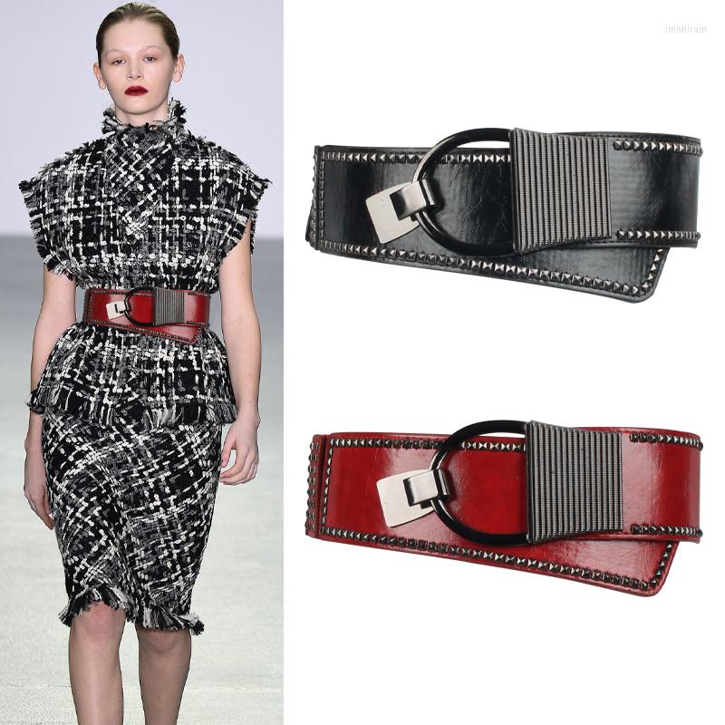 

Belts Girdle Women's Retro Rivet Decoration Elastic Ultra-wide Belt Casual All-match Sweater Plus Size, Black