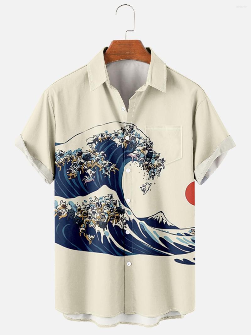 

Men's Casual Shirts 2022 Ukiyo-e-e 3D Printing Seaside Surfing Men's Fashion Short Sleeve And Women's Tops, Xwy-hsh-001