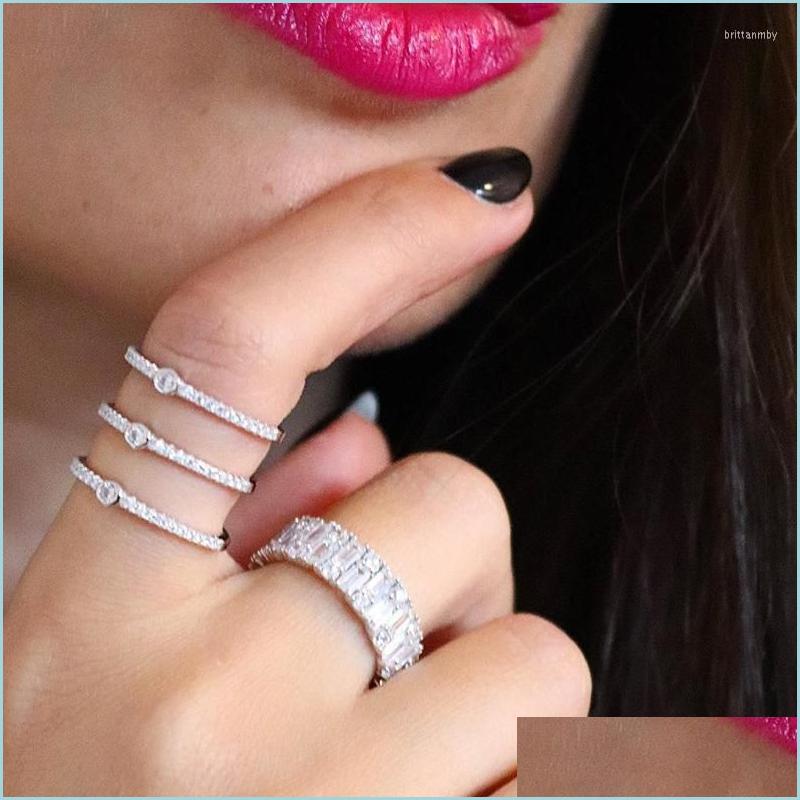 

Wedding Rings Wedding Rings High Quality Three Rows Round White Cubic Zircon Women Party Gold Filled Concise Jewelry Accessories Dro Dha9M