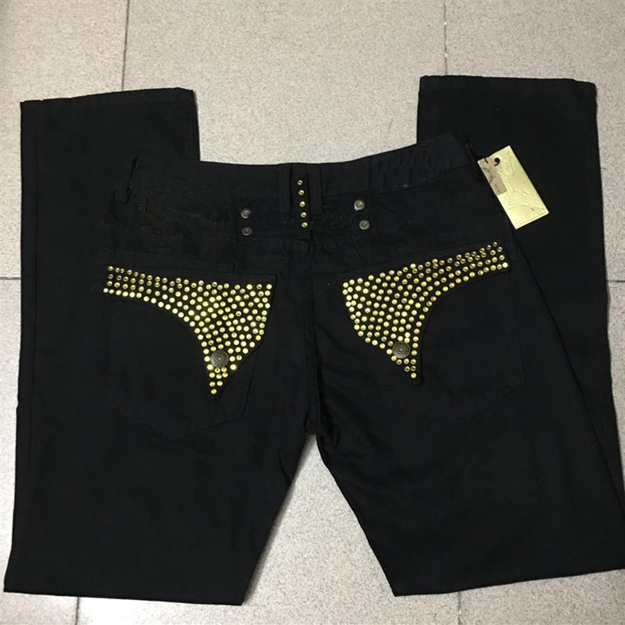

Mens Robin Rock Revival Jeans with Golden Crystal Studs Denim Pants Designer Trousers Wing Clips Jean size 30-42288t, A173