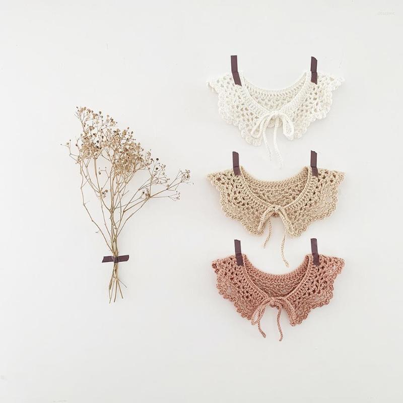 

Hair Accessories MILANCEL Baby Bibs Handmade Babie Knit Collar Pure Cotton Kids Hollw Out Lace, White