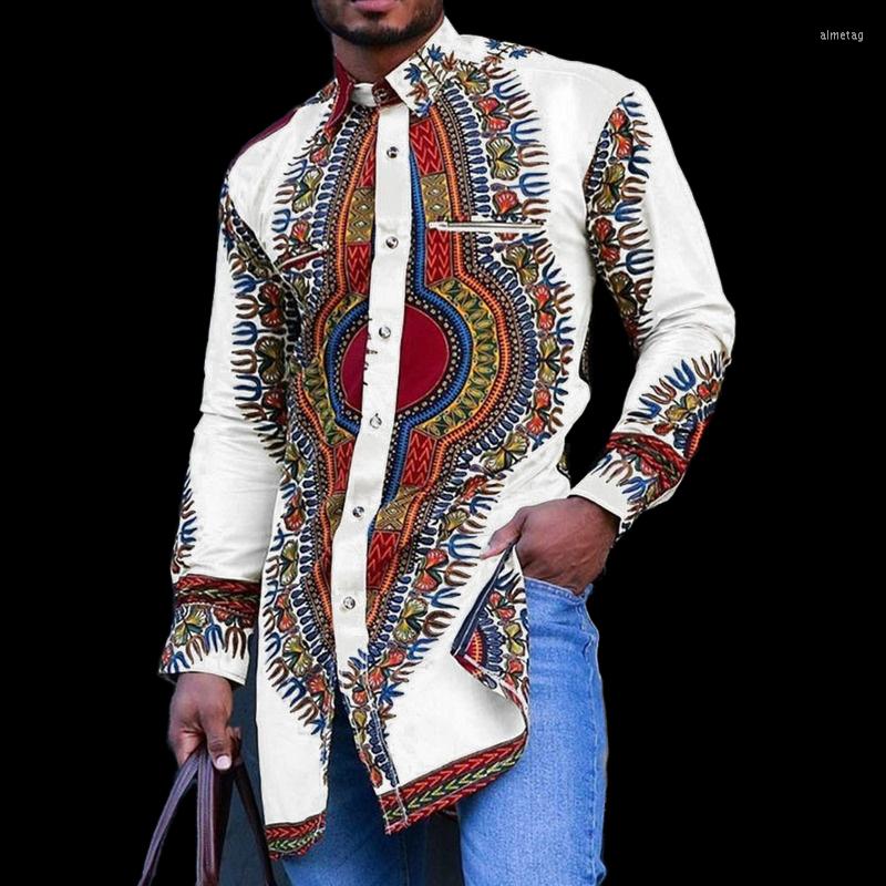 

Men's T Shirts Black African Dashiki Print Shirt Men 2022 Fashion Hip Hop Streetwear Afrian Clothes Slim Fit Long Sleeve Male, Beige