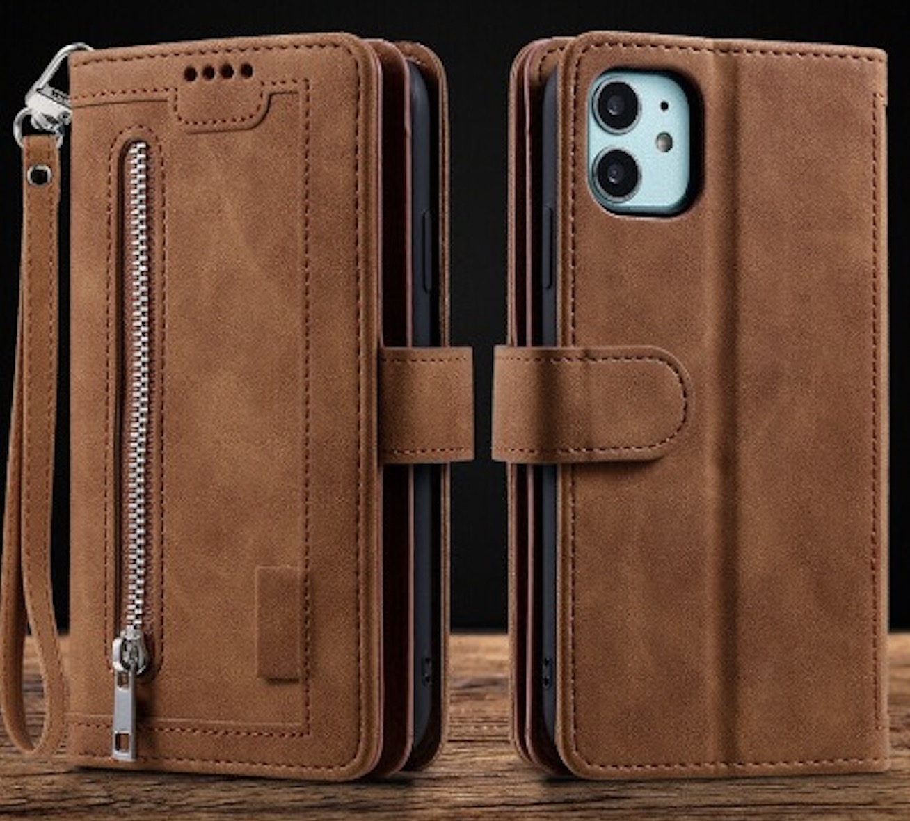 

Magnetic Leather PU Phone Cases Protective Shockproof Cover For iPhone 14 13 12 Pro MAX Samsung, Brown