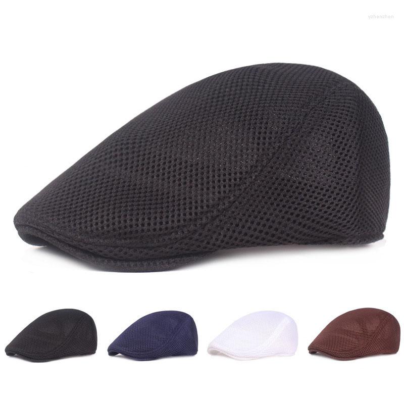 

Berets Summer Unisex Casual Beret Hats Fashion Breathable Mesh Flat Caps Sboy Style Adjustable Men Women Gorras
