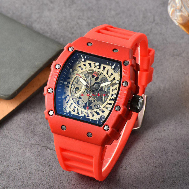 

138 Fashion Brand Automatic Quartz Watches Men's Waterproof Skeleton Wrist Watch With women men Leather strap 2022
