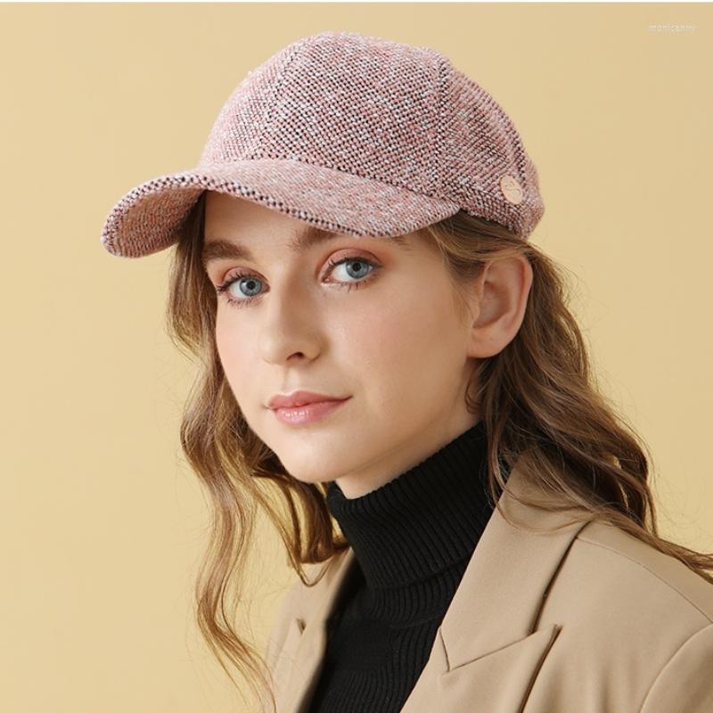 

Ball Caps Womens Baseball Cap Fashion Four Seasons Peaked Two-Color Knitted Warm Hard Top Curved Brim Hat For Women, Orange