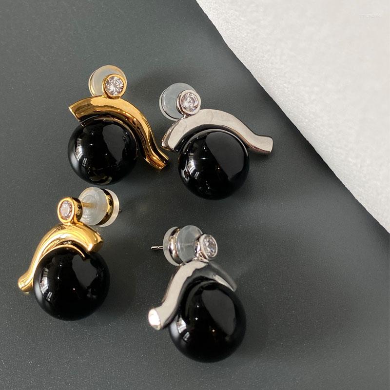 

Dangle Earrings LONDANY French Senior 925 Silver Needle Black Onyx Irregular Delicate For Women