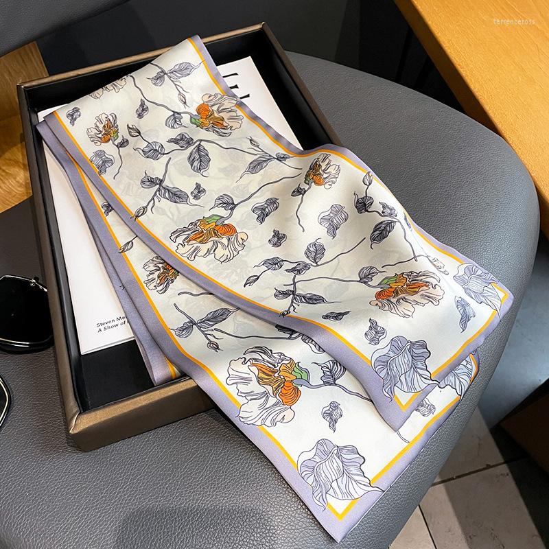 

Scarves 2022 Sweet Ribbon Silk Scarf Women Hairband Neckerchief Hair Scarfs Female Bag 17 150cm Neck Ties Lady Casual Foulard