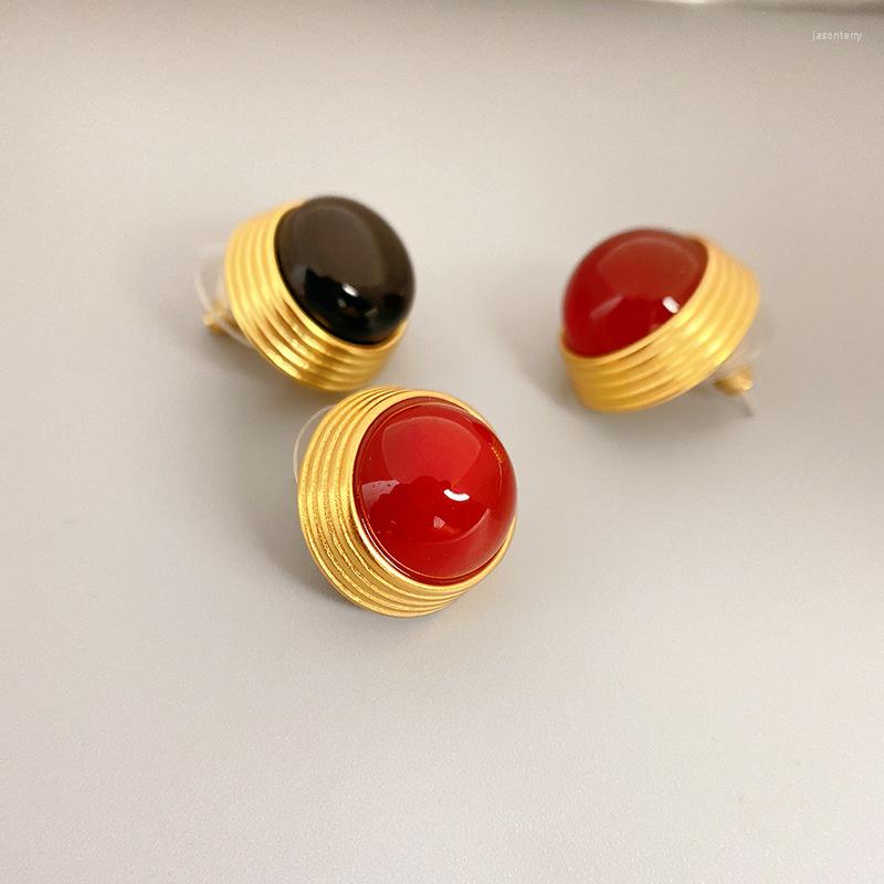 

Dangle Earrings LONDANY French Inlaid Agate Stone Retro Niche 925 Silver Needle Female