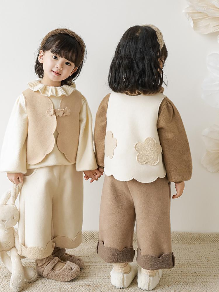

Clothing Sets Girls' Stiff Vest Suit 2022 Autumn Baby Waistcoat Straight Casual Pants, Khaki vest q2602