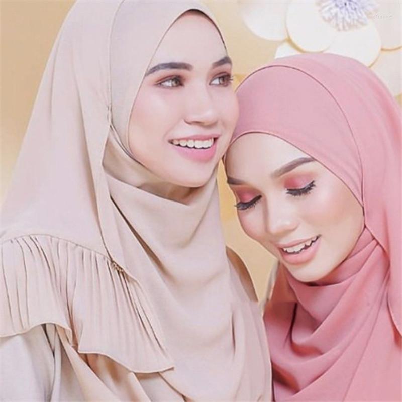 

Scarves 70 185CM Muslim Women Headscarf Plain Chiffon Crinkle Hijab Islamic Foulard Shawls And Wraps Femme Musulman Arab Head