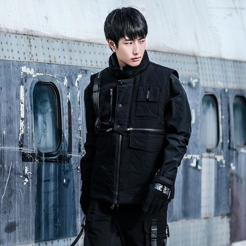 

Men's Jackets ENSHADOWER 18AW Casual Multi-Pocket Workwear Waistcoat Vest Loose Warm Sleeveless Jacket Darkwear Techwear Streetwear, Black