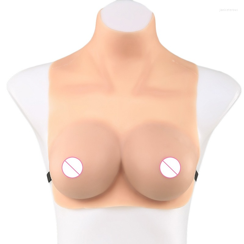 

Men's Body Shapers Silicone Fake Breast High Neck Scarf Back Half-body Solid Implant Cross-dressing One-piece