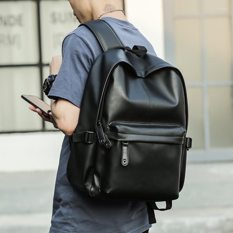 

Backpack MOYYI 2022 Men Leather Fashion Waterproof Bag Male Casual Travel, Black