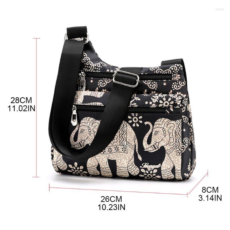 

Evening Bags Women Printed Nylon Shoulder Crossbody Bag Multi Zipper Messenger Satchel Tote Purse