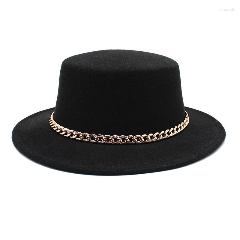 

Berets Women's Cap Hats Fashion 2022 Bowler Hat Men's Sun Felt Chapel Beach Elegant Fascinator Wedding Picture Headgear With Chain, 20