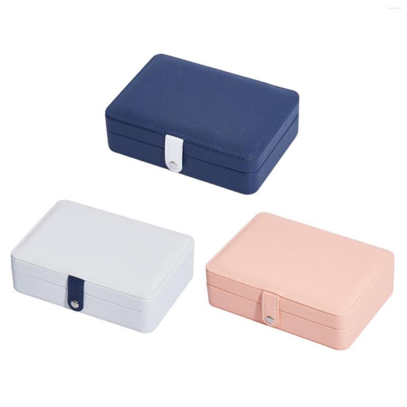 

Jewelry Pouches Portable Box Organizer 6 Hook Single Layer Earrings Necklace Bracelets Mini Showcase Gift Casket Display Holder