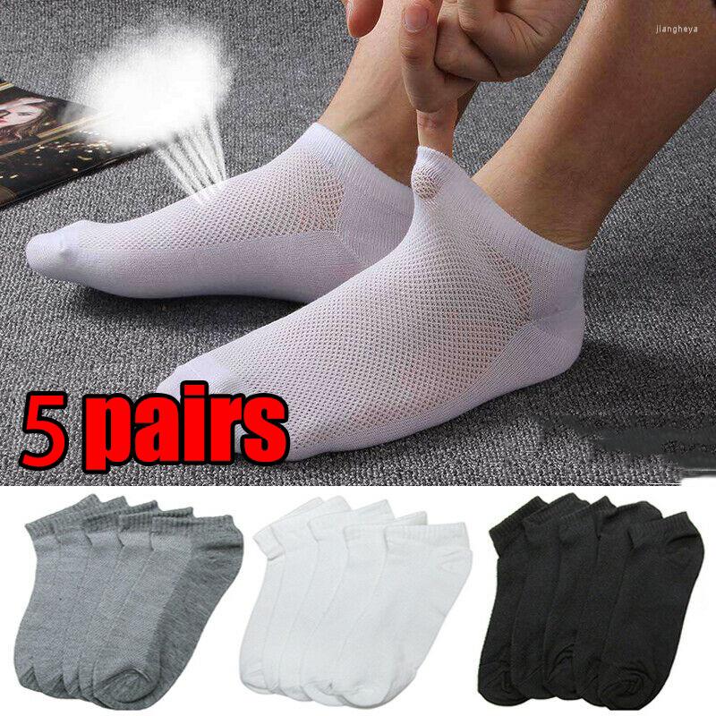 

Sports Socks 1/5 Pairs Men Cotton Summer Breathable Invisible Boat Nonslip Loafer Ankle Low Cut Short Sock Male Sox For Shoes, Light gray c
