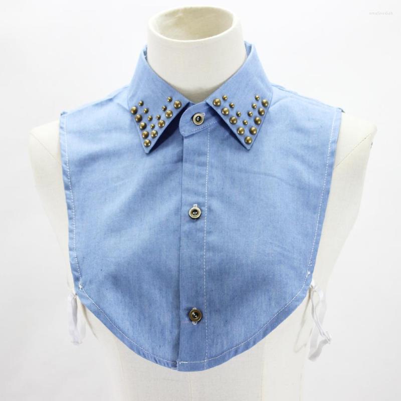 

Bow Ties Women Blue Fake Collar Girls Shirt Lapel False Collars Cotton Detachable Blouse Top Clothes Accessories