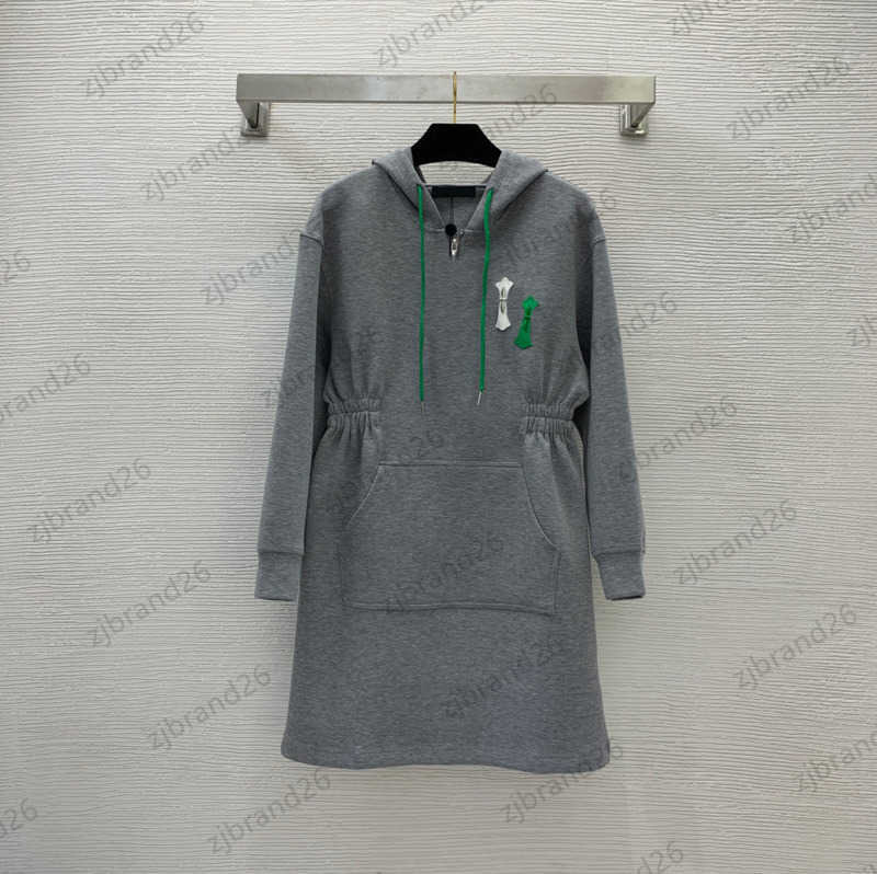 

Dress Womens Drape Fabric Drawstring Half Zipper Pullover Hoodie Skirt Peplum Elastic Color Contrast Leather Embellishment Dresses Casual Women Wear 2 Colors 1970