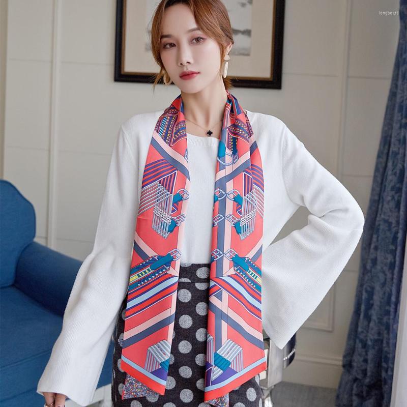 

Scarves 160cm Design Belt StripesTwill Scarf Double-deck Women Tie Head Silk & Wraps Neckerchief For Ladies