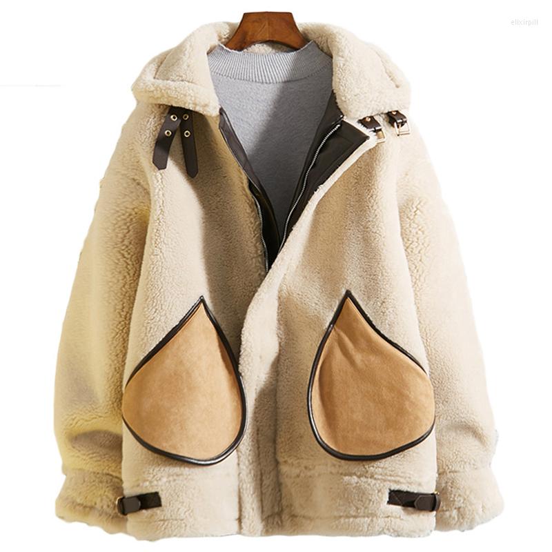 

Women' Fur Street Style Woman Automotive Jacket Autumn And Winter Warm Faux Fleece Lamb Coat For Women Clothing European Streetwear, Picture shown