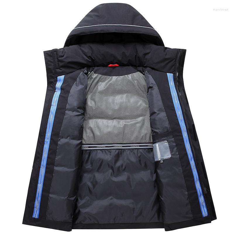 

Men's Down Top Quality White Duck Jacket Men Thicken Winter 2022 Hat Detached Warm Parka Waterproof Windproof Fashion Coat, Black