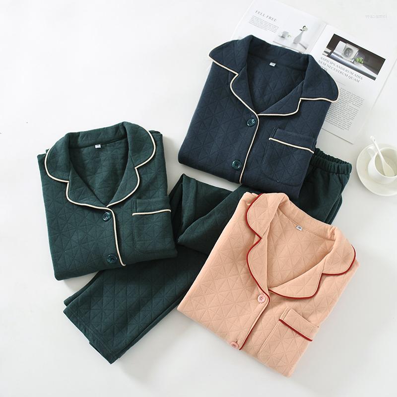 

Men's Sleepwear Women And Men Casual Comfortable Soft Couples Pajamas Winter Warm Breathable Knitted Cotton Pajama Home Loungewear, Women pink
