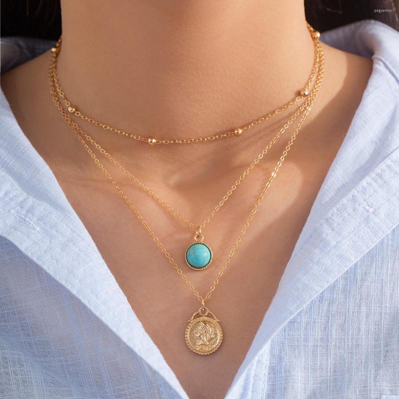 

Choker Punk Simple Gold Color Thin Chains Collar Necklace For Women Fashion Green Stone Pendant Necklaces Jewelry Neck